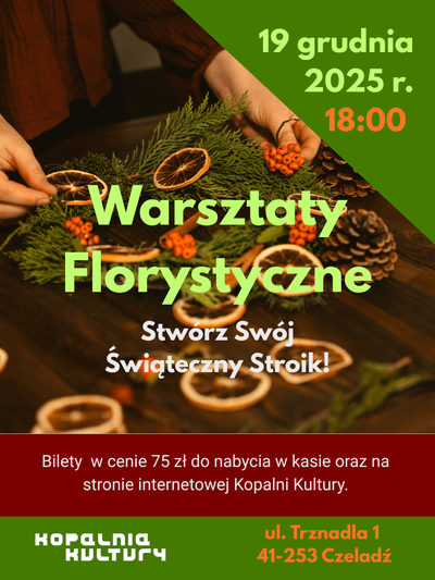 Plakat wydarzenia: Warsztaty Florystyczne   z robienia świątecznych stroików