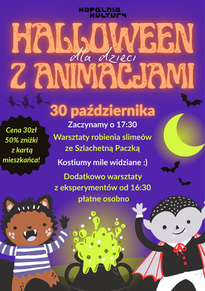 Plakat wydarzenia: Halloween z animacjami 